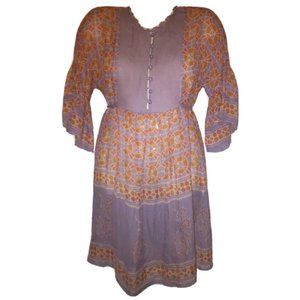 Anna Sui x Anthropologie Silk Geometric Tunic Kaftan Peasant Shift Dress Size S